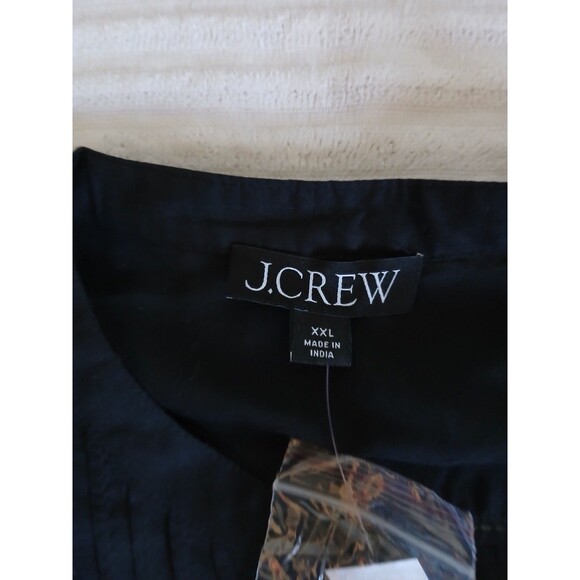 J.Crew Womens XXL Black Pintuck Blouse Long Sleeve Button Front Boho Top - Picture 14 of 16